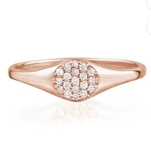 Diamond Round Signet Ring (14k rose gold)